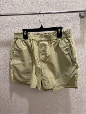 Madewell Poplin Elastic Waist Shorts - pale green